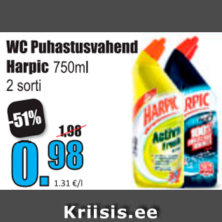 Allahindlus - WC Puhastusvahend Harpic