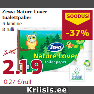 Allahindlus - Zewa Nature Lover tualettpaber