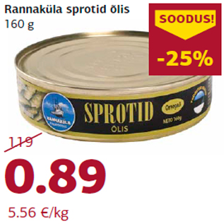 Allahindlus - Rannaküla sprotid õlis 160 g