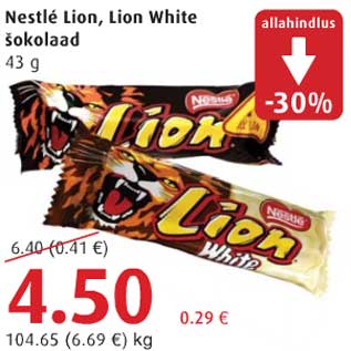 Allahindlus - Nestle Lion šokolaad