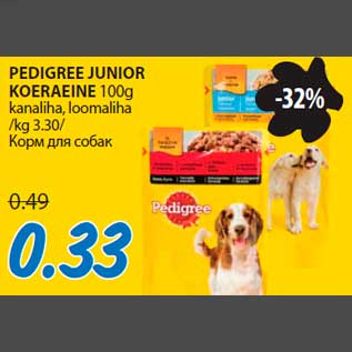 Allahindlus - PEDIGREE JUNIOR KOERAEINE 100g kanaliha, loomaliha