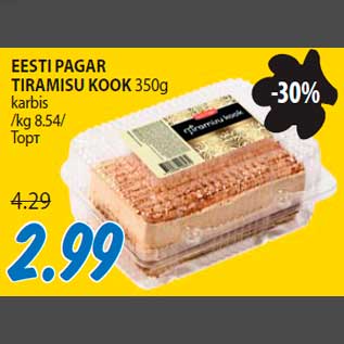 Allahindlus - EESTI PAGAR TIRAMISU KOOK 350g karbis