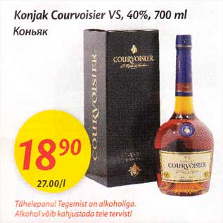 Allahindlus - Konjak Courvoisier VS, 40%,700 ml