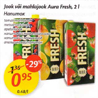 Allahindlus - Jook või mahlajook Aura Fresh,2l