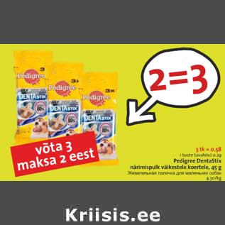 Allahindlus - Pedigree DentaStix närimispulk väikestele koertele, 45 g