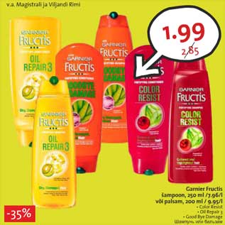 Allahindlus - Garnier Fructis šampoon, 250 ml /7.96/l või palsam, 200 ml / 9.95/l