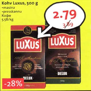 Allahindlus - Kohv Luxus, 500 g