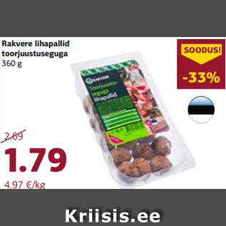 Allahindlus - Rakvere lihapallid toorjuustuseguga 360 g