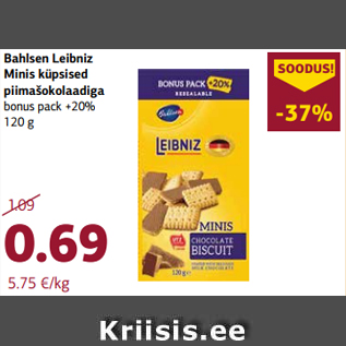 Allahindlus - Bahlsen Leibniz Minis küpsised piimašokolaadiga