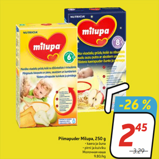 Allahindlus - Piimapuder Milupa, 250 g