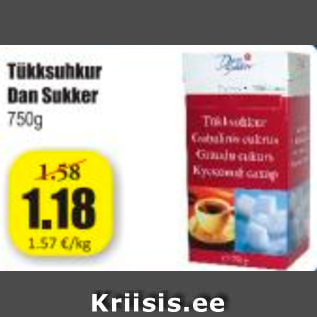 Allahindlus - Tükksuhkur Dan Sukker 750 g