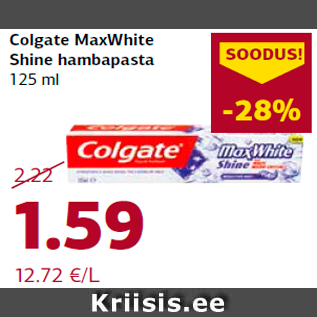 Allahindlus - Colgate MaxWhite Shine hambapasta 125 ml