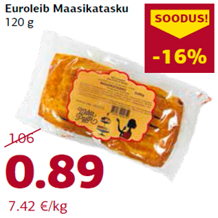 Allahindlus - Euroleib Maasikatasku 120 g