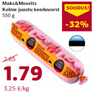 Allahindlus - Maks&Moorits Kolme juustu keeduvorst 550 g