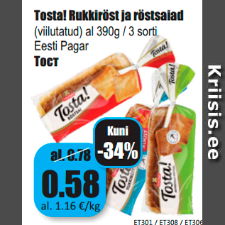 Allahindlus - Tosta! Rukkiröst ja röstsaiad