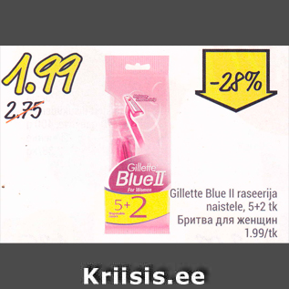 Allahindlus - Gillette Blue II raseerija naistele