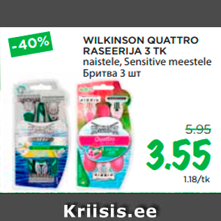 Allahindlus - WILKINSON QUATTRO RASEERIJA 3 TK