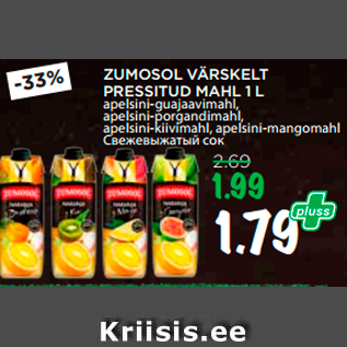 Allahindlus - ZUMOSOL VÄRSKELT PRESSITUD MAHL 1 L