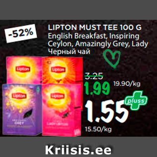 Allahindlus - LIPTON MUST TEE 100 G