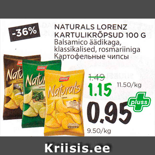 Allahindlus - NATURALS LORENZ KARTULIKRÕPSUD 100 G