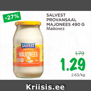 Allahindlus - SALVEST PROVANSAAL MAJONEES 490 G