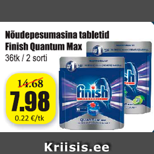 Allahindlus - Nõudepesumasina tabletid Finish Quantum Max