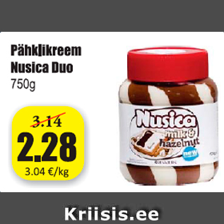 Allahindlus - Pähklikreem Nusica Duo 750 g