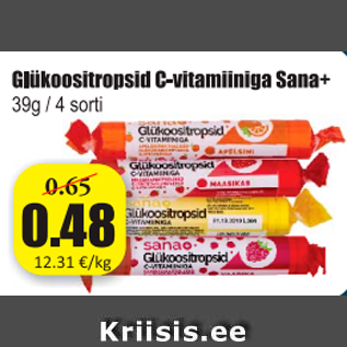 Allahindlus - Glükoositropsid C-vitamiiniga Sana+