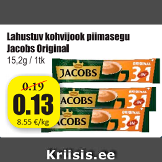 Allahindlus - Lahustuv kohvijook piimasegu Jacobc Original