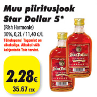 Allahindlus - Muu piiritujook Star Dollar 5* 0,2L