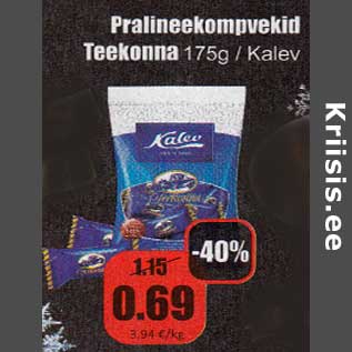 Allahindlus - Pralineekompvekid Teekonna 175 g/ Kalev