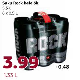 Allahindlus - Saku Rock hele õlu 5,3% 6 x 0,5 l