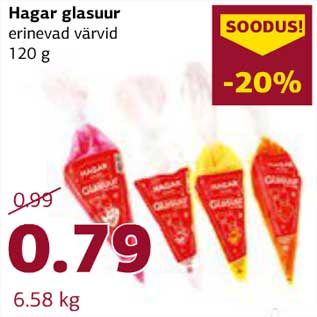 Allahindlus - Hagar glasuur erinevad värvid 120 g