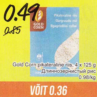 Allahindlus - Gold Corn pikateraline riis, 4 x 125 g