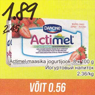 Allahindlus - Actimel maasika jogurtijook, 8 x 100 g