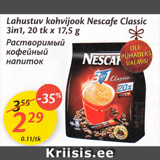 Allahindlus - Lahustuv kohvijook Nescafe Classic 3in1