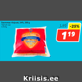 Allahindlus - Saaremaa riivjuust, 24%, 200 g