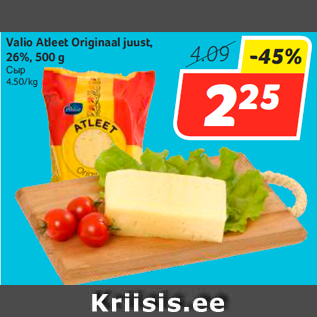 Allahindlus - Valio Atleet Originaal juust 26%, 500 g