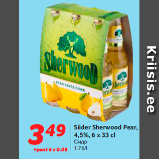 Allahindlus - iider Sherwood Pear, 4,5%, 6 x 33 cl