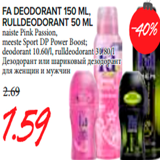 Allahindlus - FA deodorant, rulldeodorant