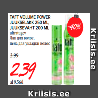 Allahindlus - Taft Volume Power juukselakk, juuksevaht