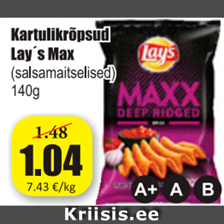 Allahindlus - Kartulikrõpsud Lay´s Max