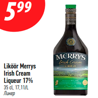 Allahindlus - Liköör Merrys Irish Cream Liqueur 17%