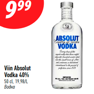 Allahindlus - Viin Absolut Vodka 40%