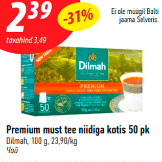 Allahindlus - Premium must tee niidiga kotis 50 pk