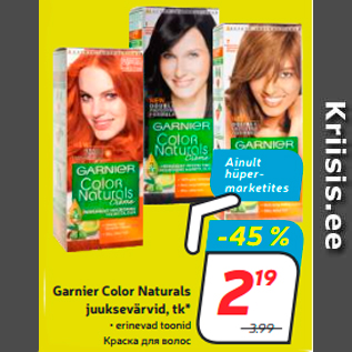 Allahindlus - Garnier Color Naturals juuksevärvid, tk*