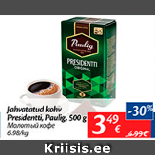 Allahindlus - Jahvatatud kohv Presidentti, Paulig, 500 g