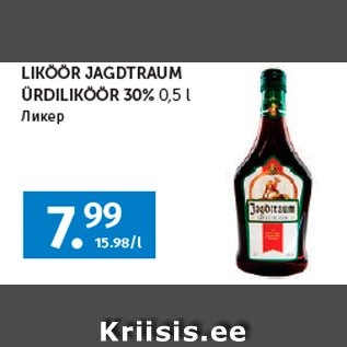 Allahindlus - LIKÖÖR JAGDTRAUM ÜRDILIKÖÖR 30% 0,5 l