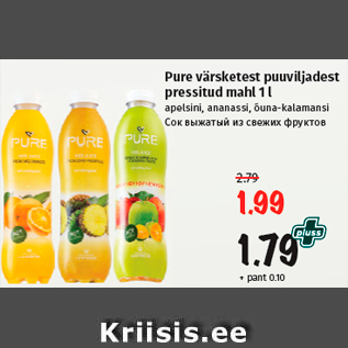 Allahindlus - Pure värsketest puuviljadest pressitud mahl 1 l