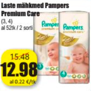 Allahindlus - Laste mähkmed Pampers Premium Care